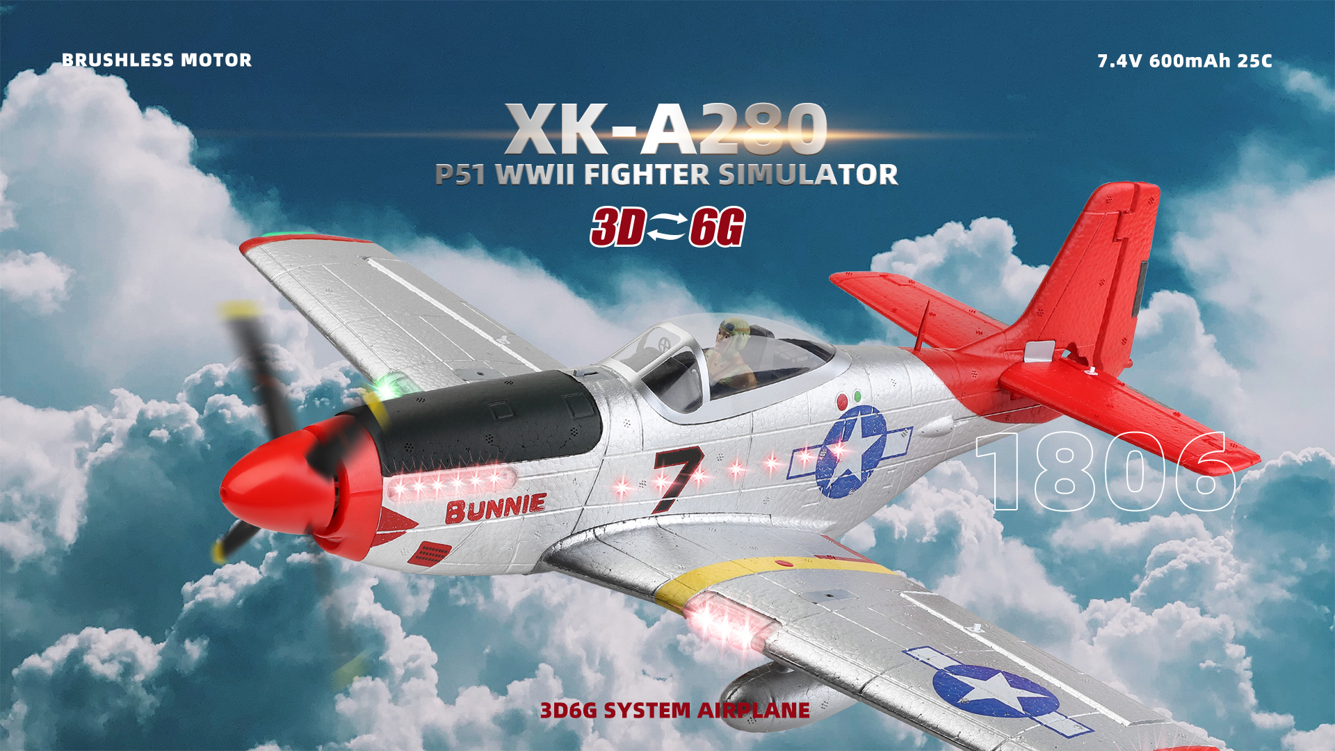 XK-A280-P-51-Mustang-3D6G-System-560mm-Spannweite-24GHz-4CH-EPP-RC-Kampfflugzeug-RTF-Mit-LED-Lichter-1978203-1